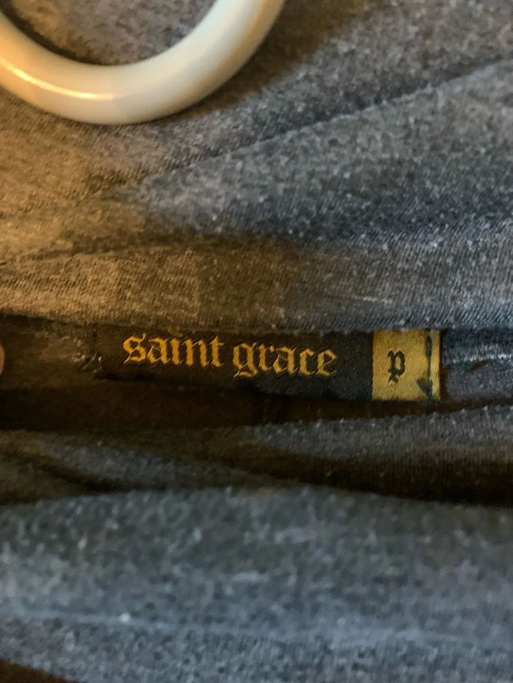 Saint Grace Charcoal Gray Knit Pants with Gold Logo Tag - Picture 2 of 5